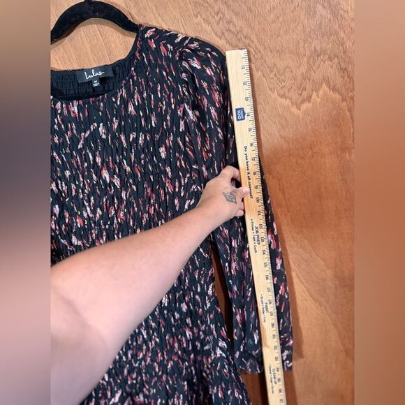 Lulus Smocked Balloon Sleeve Dress Multicolor Print Size M - Picture 5 of 9